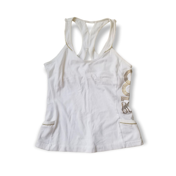 Fila Sport 100 Women's White Gold Trim Racerback Tank Top - Size M - Picture 1 of 6